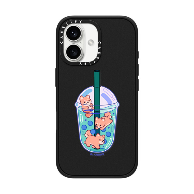 Pikarar x CASETiFY iPhone 16 Case Dog,Cartoon Matte Black Impact Case MagSafe Compatible Tan Boba by PIKARAR Father's Day Pikarar x CASETiFY iPhone 16 Case Dog,Cartoon Matte Black Impact Case MagSafe Compatible Tan Boba by PIKARAR Father's Day
