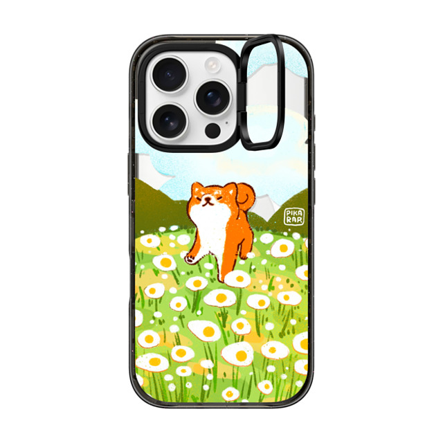 Pikarar x CASETiFY iPhone 16 Pro ケース ブラック インパクトリングスタンドケース MagSafe対応 Egg Field by PIKARAR