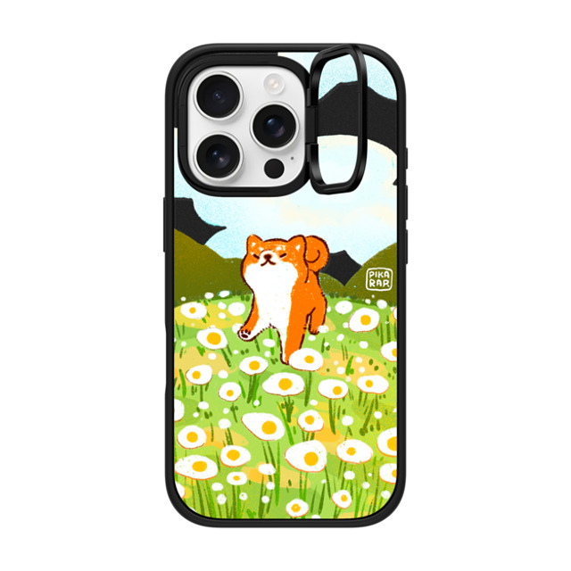 Pikarar x CASETiFY iPhone 16 Pro ケース マットブラック インパクトリングスタンドケース MagSafe対応 Egg Field by PIKARAR