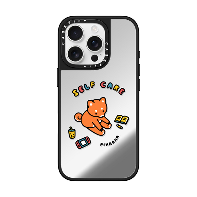 Pikarar x CASETiFY iPhone 16 Pro Case Dog,Cartoon Silver on Black ミラーケース MagSafe対応 Self Care by PIKARAR Father's Day Pikarar x CASETiFY iPhone 16 Pro Case Dog,Cartoon Silver on Black ミラーケース MagSafe対応 Self Care by PIKARAR Father's Day