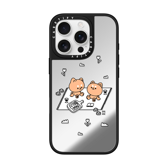 Pikarar x CASETiFY iPhone 16 Pro ケース Silver on Black ミラーケース MagSafe対応 Picnic With You