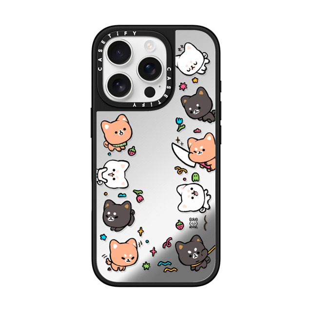 Pikarar x CASETiFY iPhone 16 Pro ケース Silver on Black ミラーケース MagSafe対応 Let's Hangout!