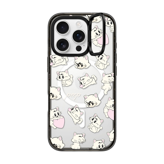 CASETiFY iPhone 16 Pro ケース ブラック インパクトリングスタンドケース MagSafe対応 kittens dream peep x jps gallery