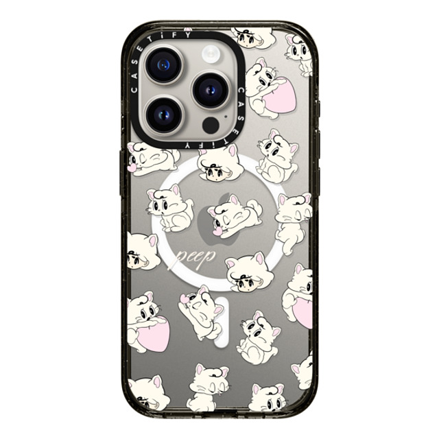 CASETiFY iPhone 15 Pro ケース ブラック インパクトケース MagSafe対応 kittens dream peep x jps gallery