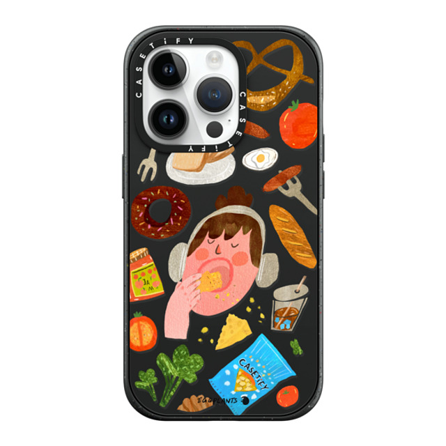 EGGPLANTS x CASETiFY iPhone 14 Pro ケース マットブラック インパクトケース MagSafe対応 Happy boom