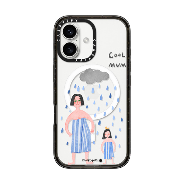 EGGPLANTS x CASETiFY iPhone 16 ケース Black インパクトケース MagSafe対応 Walk through the rain together