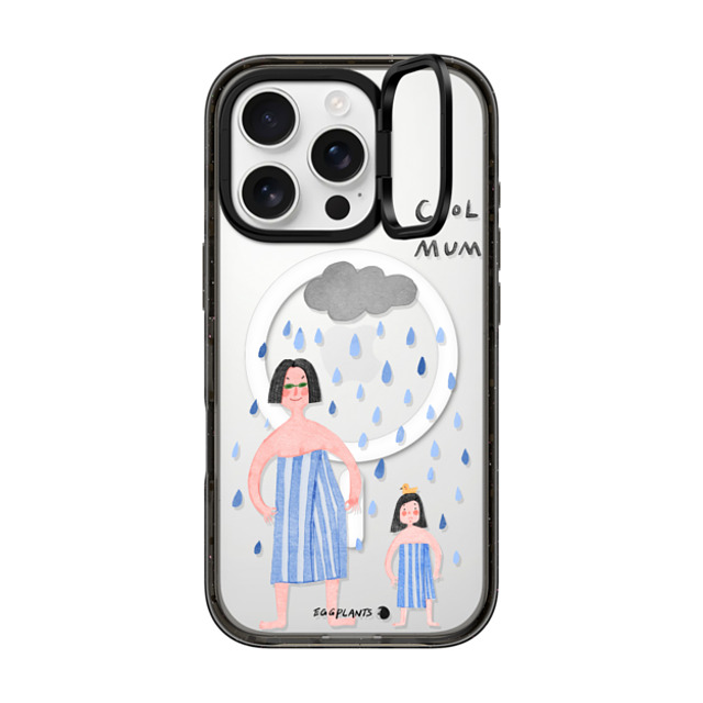 EGGPLANTS x CASETiFY iPhone 16 Pro ケース Black インパクトリングスタンドケース MagSafe対応 Walk through the rain together