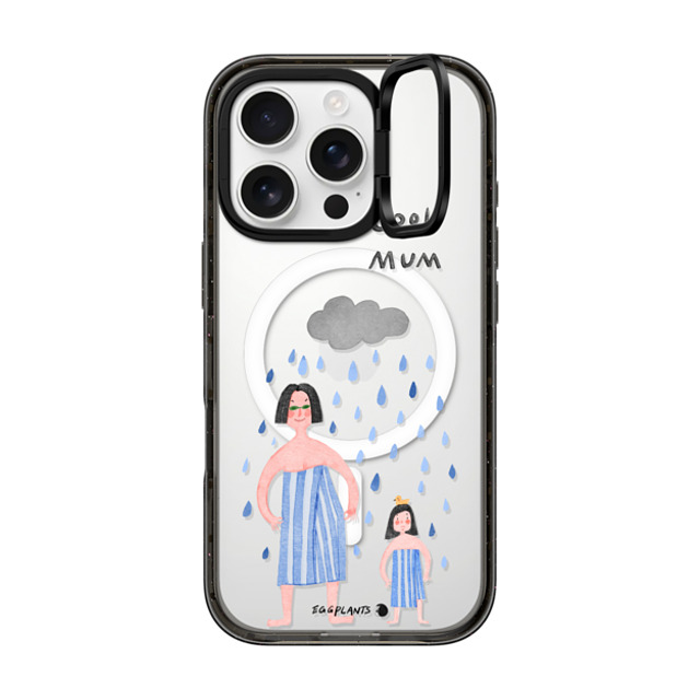 EGGPLANTS x CASETiFY iPhone 16 Pro ケース Black インパクトリングスタンドケース MagSafe対応 Walk through the rain together