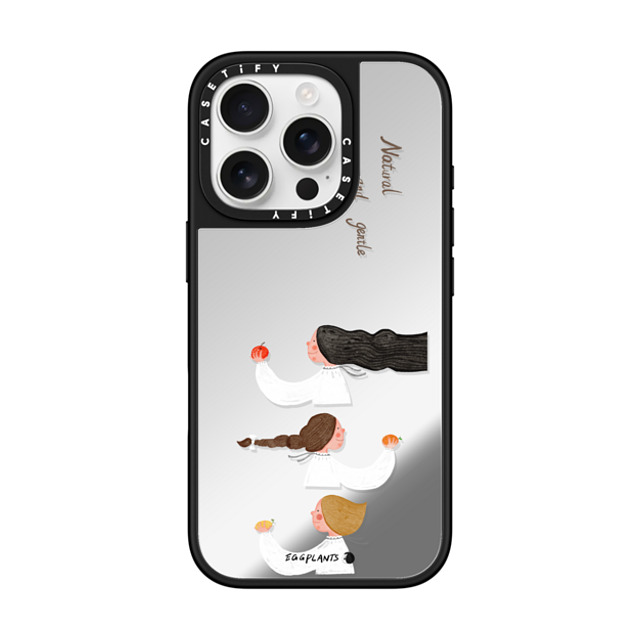 EGGPLANTS x CASETiFY iPhone 16 Pro ケース Silver on Black ミラーケース MagSafe対応 Love is creeping