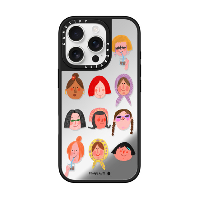 EGGPLANTS x CASETiFY iPhone 16 Pro ケース Silver on Black ミラーケース MagSafe対応 Be beautiful individually