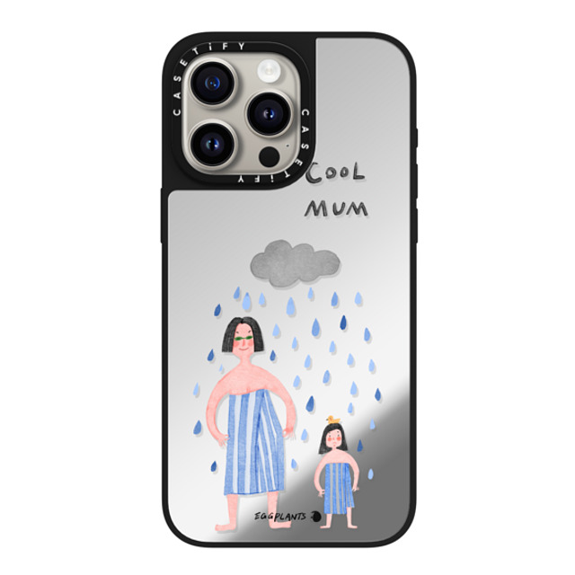 EGGPLANTS x CASETiFY iPhone 15 Pro Max ケース Silver on Black ミラーケース MagSafe対応 Walk through the rain together