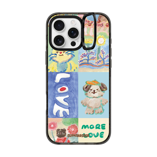 Slowcoaster x CASETiFY iPhone 16 Pro Max ケース ブラック インパクトリングスタンドケース MagSafe対応 SLOWCOASTER Love SLCO