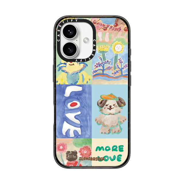 Slowcoaster x CASETiFY iPhone 16 ケース ブラック インパクトケース MagSafe対応 SLOWCOASTER Love SLCO