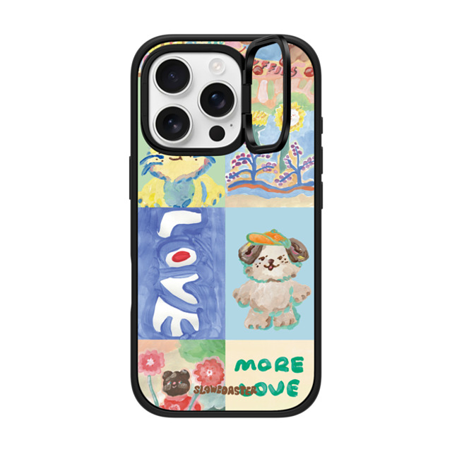 Slowcoaster x CASETiFY iPhone 16 Pro ケース マットブラック インパクトリングスタンドケース MagSafe対応 SLOWCOASTER Love SLCO