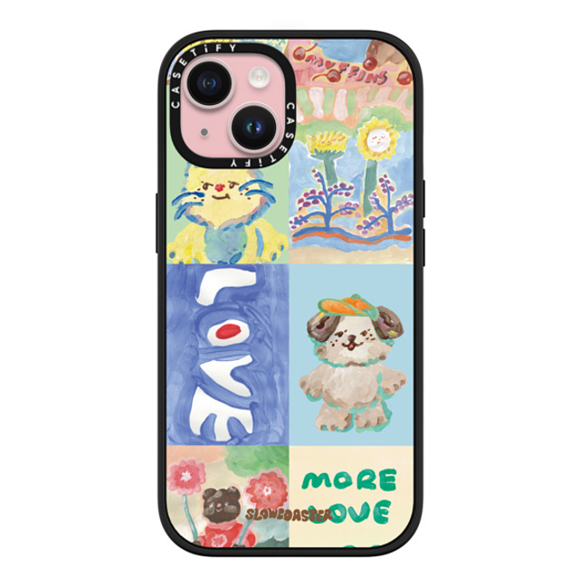 Slowcoaster x CASETiFY iPhone 15 ケース マットブラック インパクトケース MagSafe対応 SLOWCOASTER Love SLCO