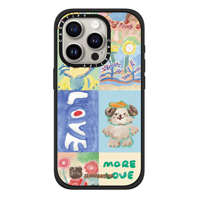 Slowcoaster x CASETiFY iPhone 15 Pro ケース マットブラック インパクトケース MagSafe対応 SLOWCOASTER Love SLCO