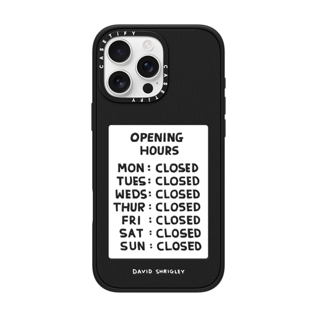 davidshrigley x CASETiFY iPhone 16 Pro Max Case Quote,Fine Art Matte Black Impact Case MagSafe Compatible OPENING HOURS Phone Case Back to School davidshrigley x CASETiFY iPhone 16 Pro Max Case Quote,Fine Art Matte Black Impact Case MagSafe Compatible OPENING HOURS Phone Case Back to School