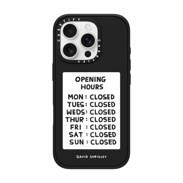 davidshrigley x CASETiFY iPhone 16 Pro ケース Quote,Fine Art マットブラック インパクトケース MagSafe対応 OPENING HOURS Phone Case Back to School davidshrigley x CASETiFY iPhone 16 Pro ケース Quote,Fine Art マットブラック インパクトケース MagSafe対応 OPENING HOURS Phone Case Back to School