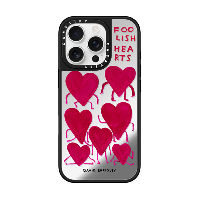 davidshrigley x CASETiFY iPhone 16 Pro ケース Heart,Quote Silver on Black ミラーケース MagSafe対応 FOOLISH HEARTS Phone Case Back to School davidshrigley x CASETiFY iPhone 16 Pro ケース Heart,Quote Silver on Black ミラーケース MagSafe対応 FOOLISH HEARTS Phone Case Back to School