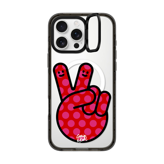 Craig & Karl x CASETiFY iPhone 16 Pro Max ケース ブラック インパクトリングスタンドケース MagSafe対応 Peace by Craig & Karl