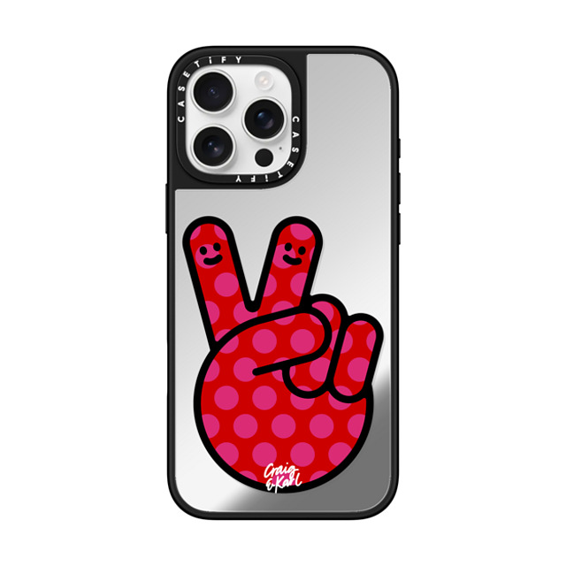 Craig & Karl x CASETiFY iPhone 16 Pro Max ケース Silver on Black ミラーケース MagSafe対応 Peace by Craig & Karl