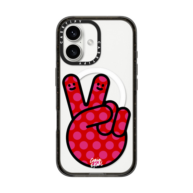 Craig & Karl x CASETiFY iPhone 16 ケース ブラック インパクトケース MagSafe対応 Peace by Craig & Karl