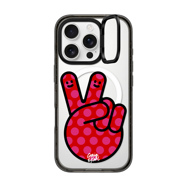 Craig & Karl x CASETiFY iPhone 16 Pro ケース ブラック インパクトリングスタンドケース MagSafe対応 Peace by Craig & Karl