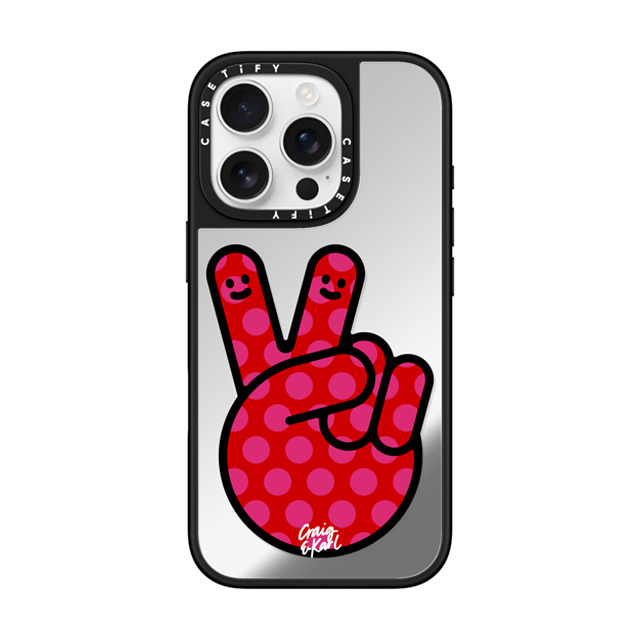 Craig & Karl x CASETiFY iPhone 16 Pro ケース Silver on Black ミラーケース MagSafe対応 Peace by Craig & Karl