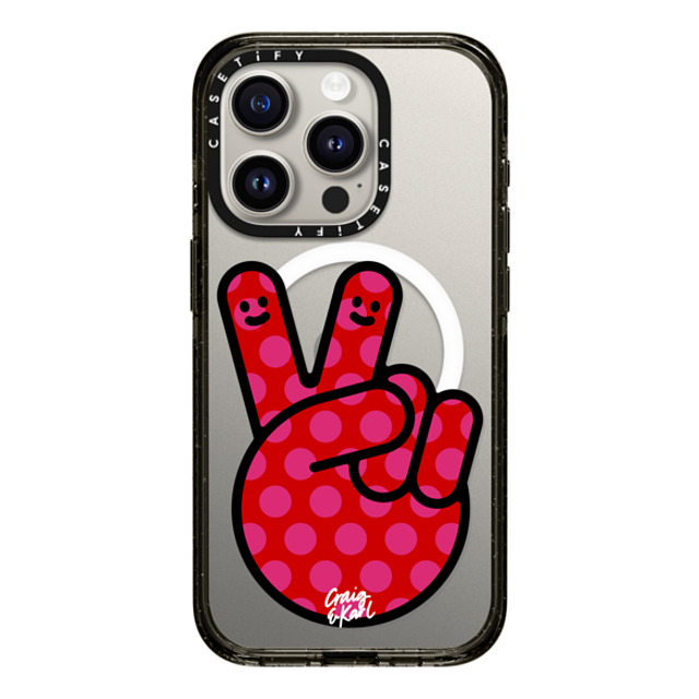 Craig & Karl x CASETiFY iPhone 15 Pro ケース ブラック インパクトケース MagSafe対応 Peace by Craig & Karl