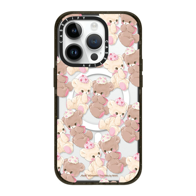 Dreamin Tiny Pets by MAKI x CASETiFY iPhone 14 Pro ケース ブラック インパクトケース MagSafe対応 Vanilla & Cocoa