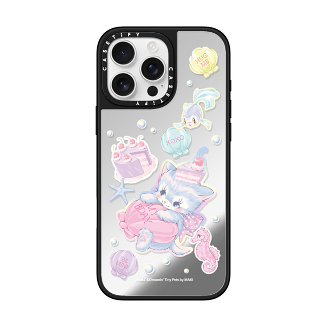 Dreamin Tiny Pets by MAKI x CASETiFY iPhone 16 Pro Max ケース Silver on Black ミラーケース MagSafe対応 Birthday Lagoon