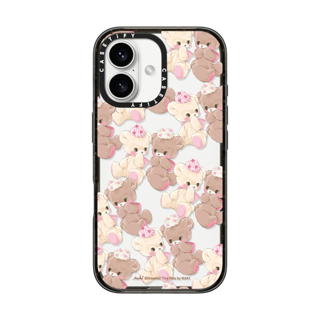 Dreamin Tiny Pets by MAKI x CASETiFY iPhone 16 ケース ブラック インパクトケース Vanilla & Cocoa