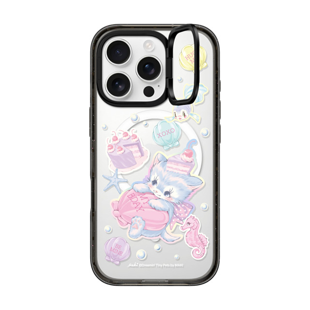 Dreamin Tiny Pets by MAKI x CASETiFY iPhone 16 Pro ケース ブラック インパクトリングスタンドケース MagSafe対応 Birthday Lagoon