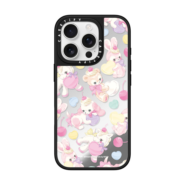 Dreamin Tiny Pets by MAKI x CASETiFY iPhone 16 Pro ケース Silver on Black ミラーケース MagSafe対応 Fancy Floats