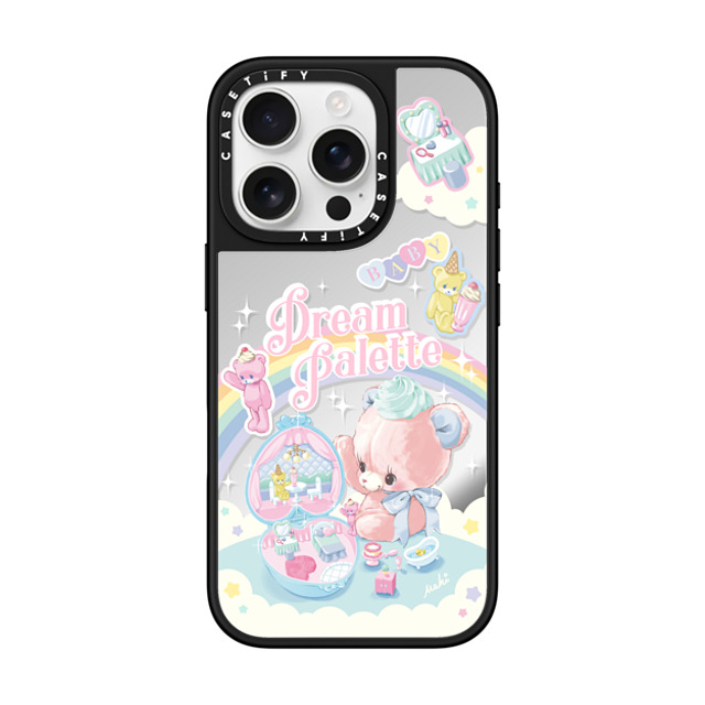 Dreamin Tiny Pets by MAKI x CASETiFY iPhone 16 Pro ケース Silver on Black ミラーケース MagSafe対応 Dream Palette