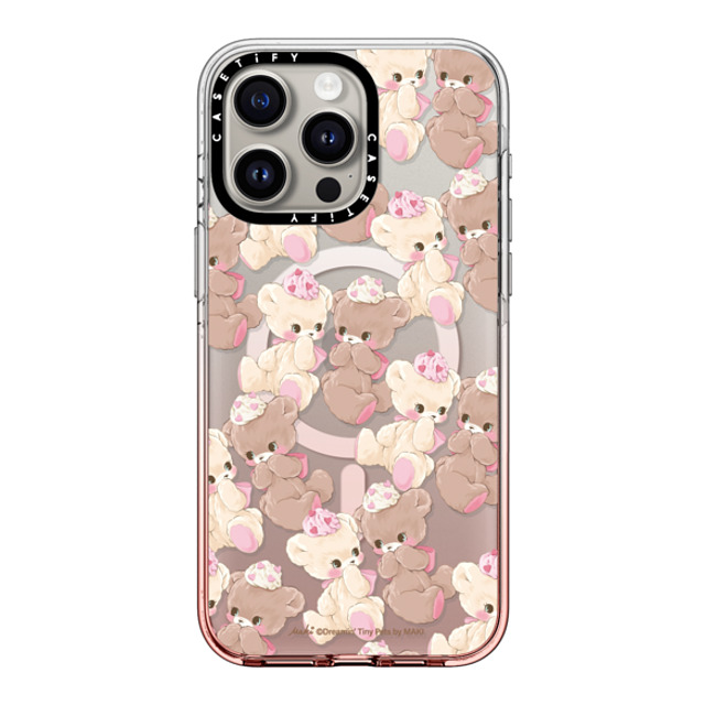 Dreamin Tiny Pets by MAKI x CASETiFY iPhone 15 Pro Max ケース ピンクグラデーション クリア ケース MagSafe対応 Vanilla & Cocoa