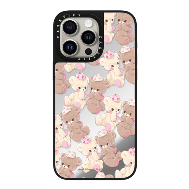 Dreamin Tiny Pets by MAKI x CASETiFY iPhone 15 Pro Max ケース Silver on Black ミラーケース MagSafe対応 Vanilla & Cocoa