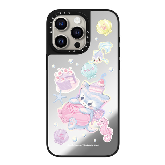 Dreamin Tiny Pets by MAKI x CASETiFY iPhone 15 Pro Max ケース Silver on Black ミラーケース MagSafe対応 Birthday Lagoon