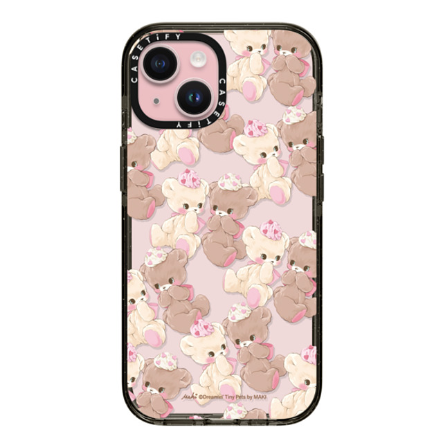 Dreamin Tiny Pets by MAKI x CASETiFY iPhone 15 ケース ブラック インパクトケース Vanilla & Cocoa