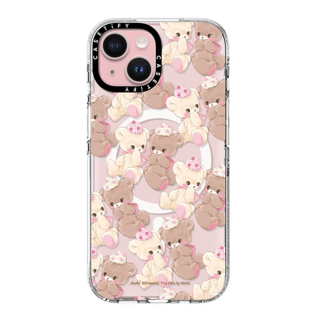 Dreamin Tiny Pets by MAKI x CASETiFY iPhone 15 ケース クリア クリア ケース MagSafe対応 Vanilla & Cocoa