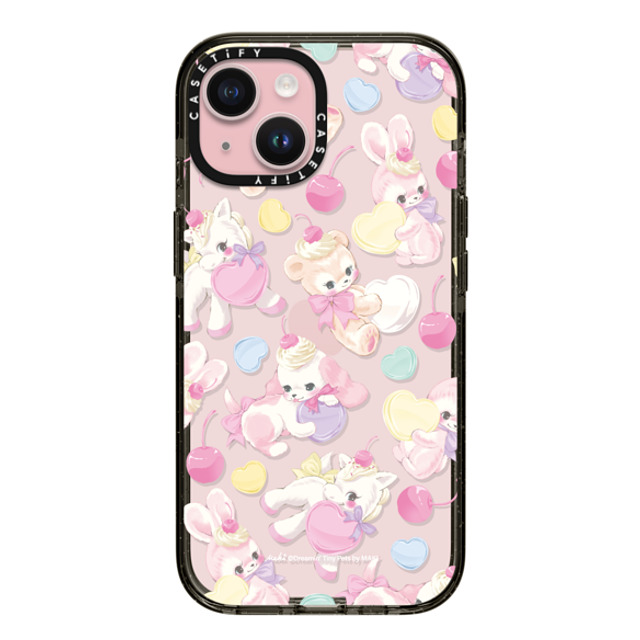 Dreamin Tiny Pets by MAKI x CASETiFY iPhone 15 ケース ブラック インパクトケース Fancy Floats