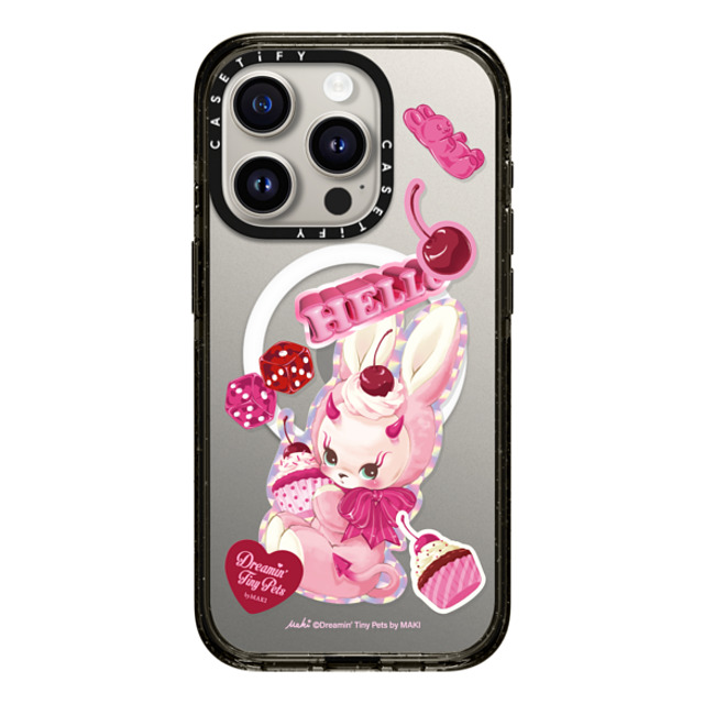 Dreamin Tiny Pets by MAKI x CASETiFY iPhone 15 Pro ケース Cherry,Cartoon ブラック インパクトケース MagSafe対応 Cupcake Devil Mother's Day Dreamin Tiny Pets by MAKI x CASETiFY iPhone 15 Pro ケース Cherry,Cartoon ブラック インパクトケース MagSafe対応 Cupcake Devil Mother's Day