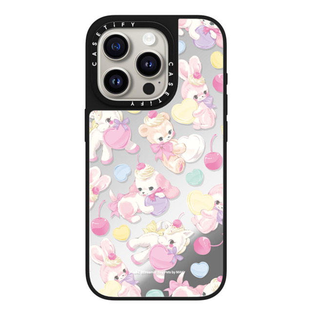 Dreamin Tiny Pets by MAKI x CASETiFY iPhone 15 Pro Case Silver on Black ミラーケース MagSafe対応 Fancy Floats Dreamin Tiny Pets by MAKI x CASETiFY iPhone 15 Pro Case Silver on Black ミラーケース MagSafe対応 Fancy Floats