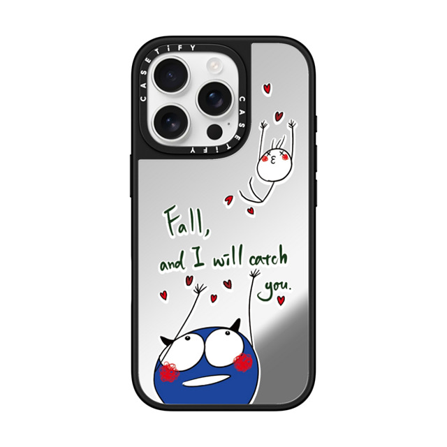 KuoYuanYuan x CASETiFY iPhone 16 Pro ケース Silver on Black ミラーケース MagSafe対応 Fall, And I Will Catch You