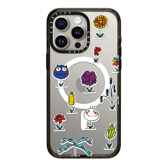 KuoYuanYuan x CASETiFY iPhone 15 Pro Max ケース ブラック インパクトケース MagSafe対応 We = All Kinds Of Flowers