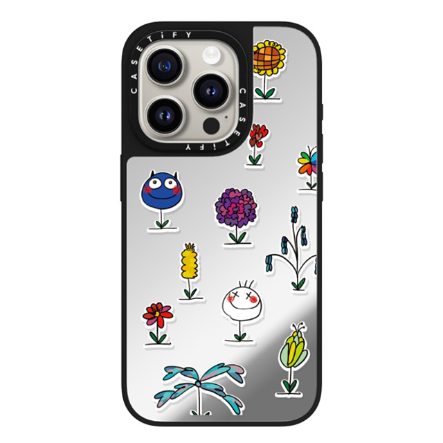 CASETiFY iPhone 15 Pro Case Silver on Black ミラーケース MagSafe対応 We = All Kinds Of Flowers yuanyuan kuo CASETiFY iPhone 15 Pro Case Silver on Black ミラーケース MagSafe対応 We = All Kinds Of Flowers yuanyuan kuo