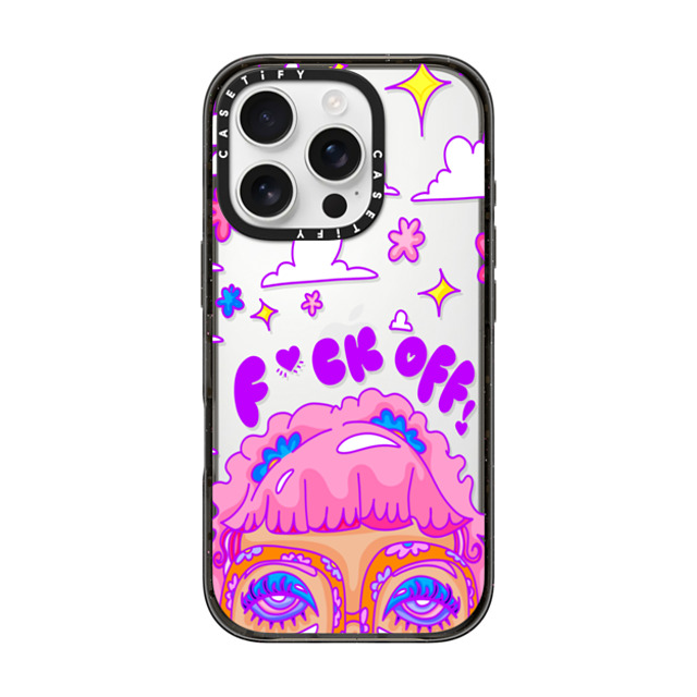 Coffee and Castoffs x CASETiFY iPhone 16 Pro ケース Floral,Y2K ブラック インパクトケース F*ck Off - Phone Case Father's Day Coffee and Castoffs x CASETiFY iPhone 16 Pro ケース Floral,Y2K ブラック インパクトケース F*ck Off - Phone Case Father's Day