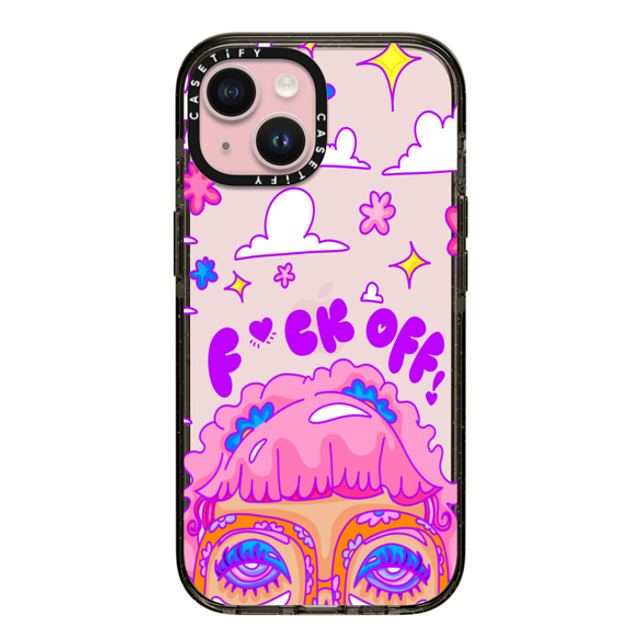 Coffee and Castoffs x CASETiFY iPhone 15 ケース Floral,Y2K ブラック インパクトケース F*ck Off - Phone Case Father's Day Coffee and Castoffs x CASETiFY iPhone 15 ケース Floral,Y2K ブラック インパクトケース F*ck Off - Phone Case Father's Day