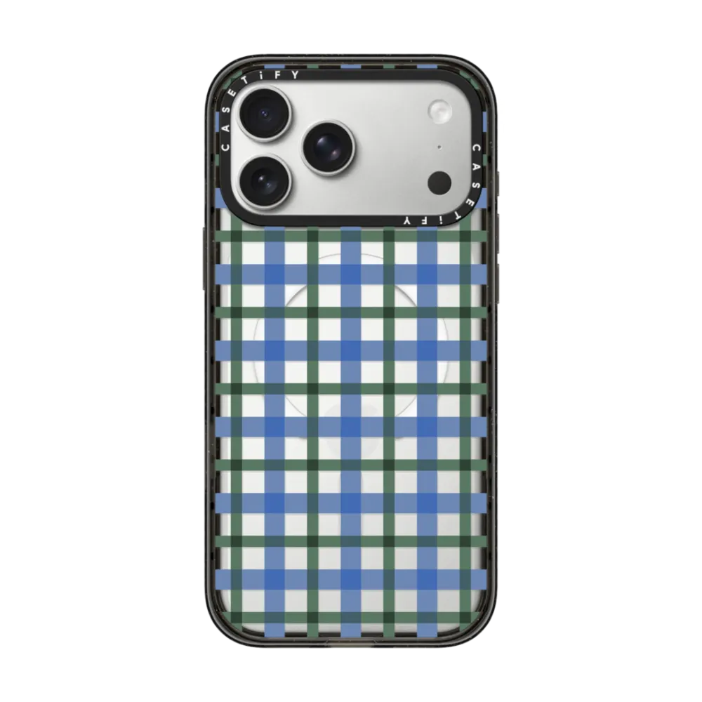 Impact iPhone 17 Pro Max Case MagSafe Compatible - Blue Green Plaid