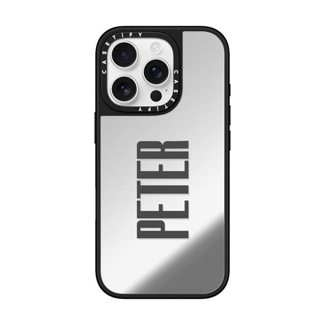 CASETiFY iPhone 16 Pro ケース Silver on Black ミラーケース MagSafe対応 Custom Case - Peter